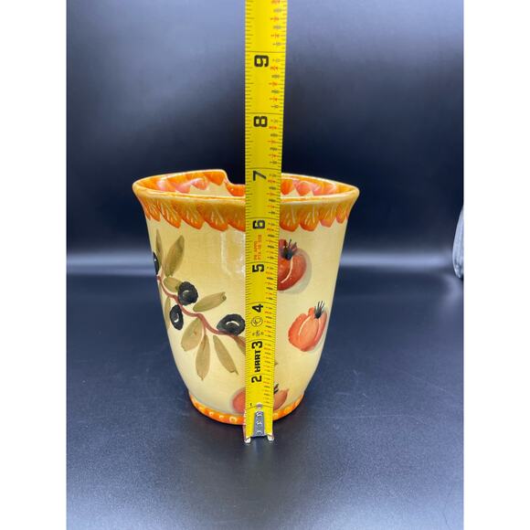 Vintage Italica ARS Pottery Utensil Vase Hand Painted Olives Made in Italy - Picture 6 of 7
